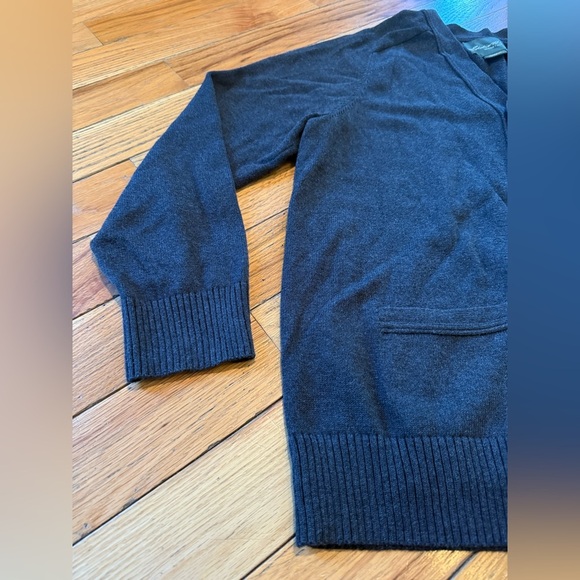 VTG Eddie Bauer Mens Size L Cotton Cashmere Cardigan Gray V Neck Button Grandpa - Picture 2 of 16